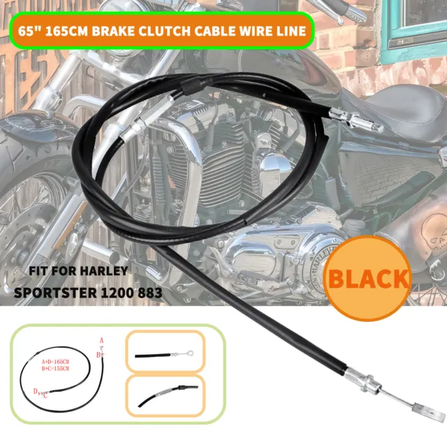 65" 165cm Brake Clutch Control Cable Wire For Harley Sportster 883 XLCH XLH883