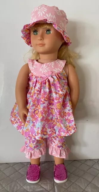 18" OUR GENERATION~AMERICAN GIRL Dolls Clothes❇ 3PC PINK FLORAL❇TOP❇PANTS❇HAT