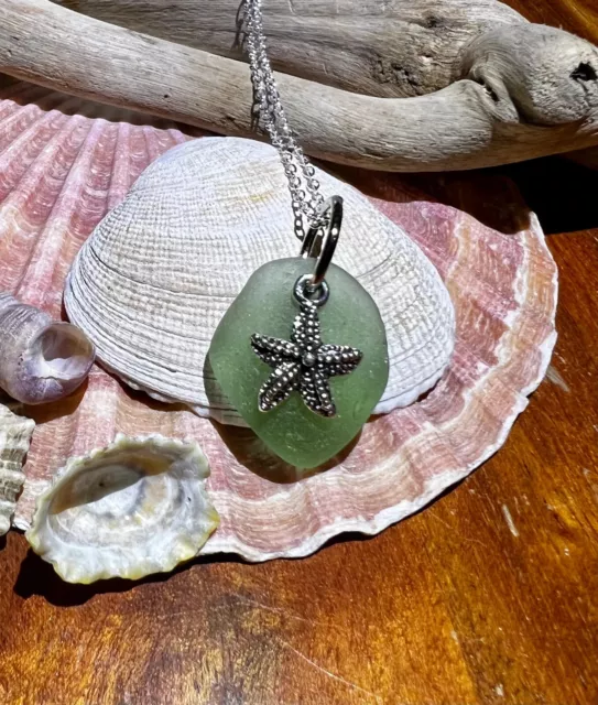 Collana Vetro Marino Stelle Argento E Vetro Marino Autentico Gallese