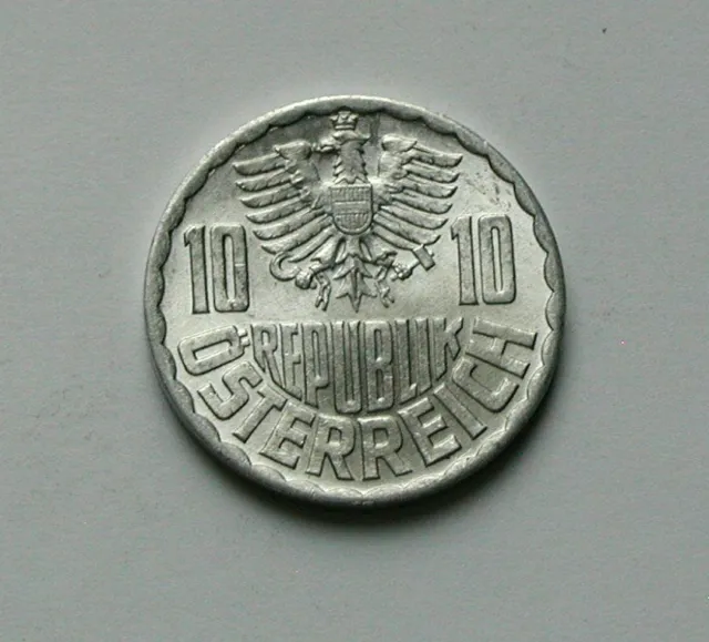 1970 AUSTRIA Aluminum Coin - 10 Groschen - AU+ toned-lustre