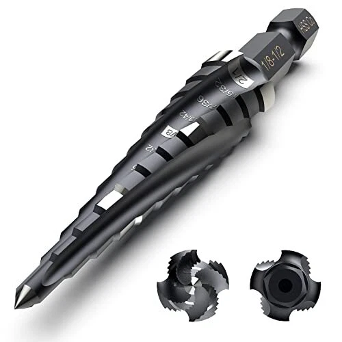 M35 Cobalt HSS Step Drill Four Spiral Flute Cobalt Step Drill Bit1/8"-1/2" Im...