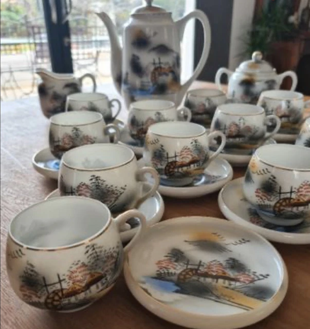 Service à Café/thé Porcelaine Vintage - Années 60 - 6 Personnes - Orange