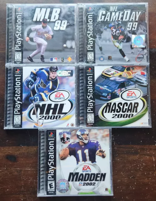 SONY PLAYSTATION PS1 Sports Game Lot of 5 Madden 2002 NHL NASCAR