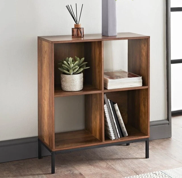 4 CUBE WOODEN Bookcase Shelving Display Shelves Storage Unit Wood Shelf