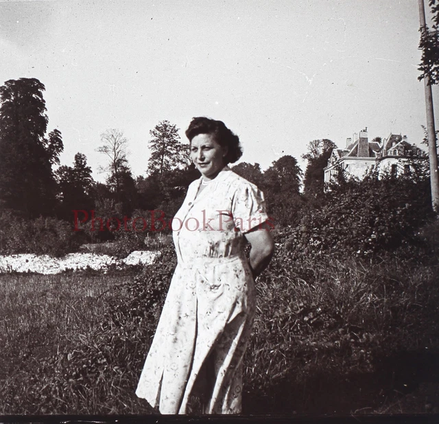 Woman in a Park c1950 Photo Stereo Glass Plate Vintage V15L34n7