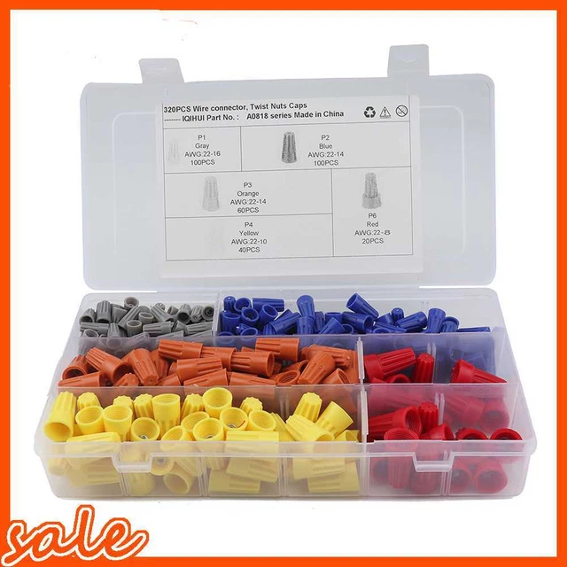 320pcs Assorted Electrical Wire Connectors Terminals Spring Insert Twist Nuts