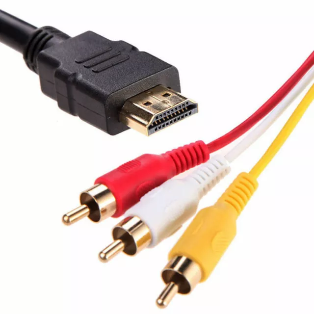 HDMI Male to 3 RCA TV HDTV DVD 1080P Audio S-video AV Cable Cord Line Adapter AU 2