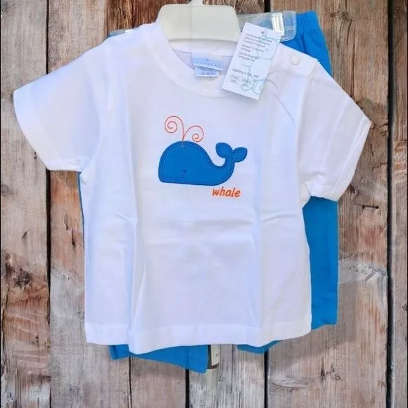 New 3 Months Agabang Shorts Set Whale Tee Infant Infants Baby Boy Boys T-shirt