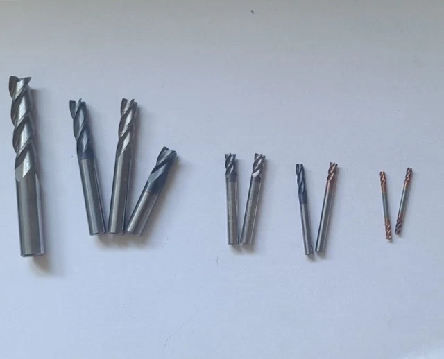 LOT OF 10! Used Carbide End Mills 3/16 to 1/2