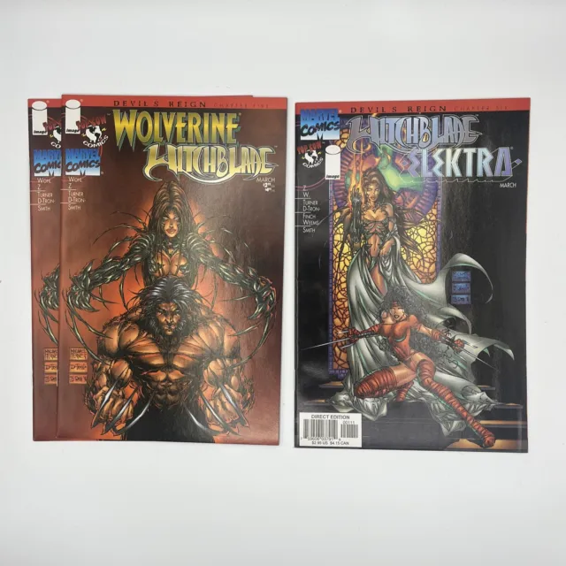 Witchblade Wolverine (x2) & Witchblade Elektra  Devils Reign Michel Turner VF/NM