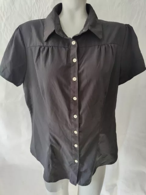 Belle Poque Black Button Up Short Sleeve Shirt Top Size XL