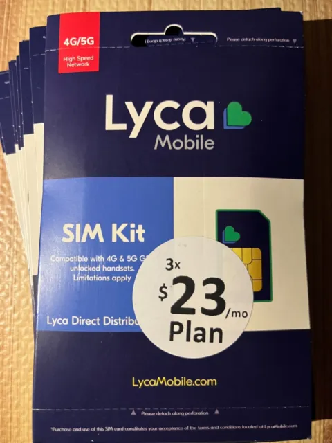 Lycamobile Preloaded Sim $23 x 3 (3 Months 5GB Per Month)