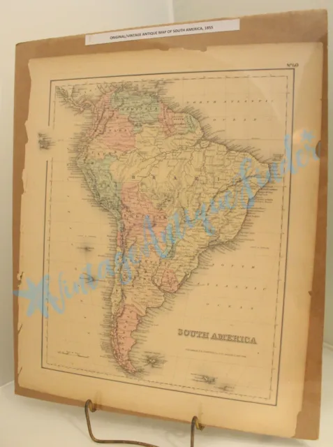 Original Antique Map 1855 South America No. 60 J.h. Colton & Co Publisher Overal