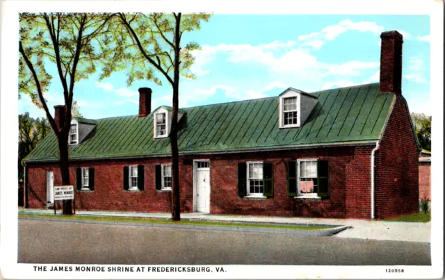 Vintage C. 1920's James Monroe Shrine Fredericksburg Virginia VA Postcard