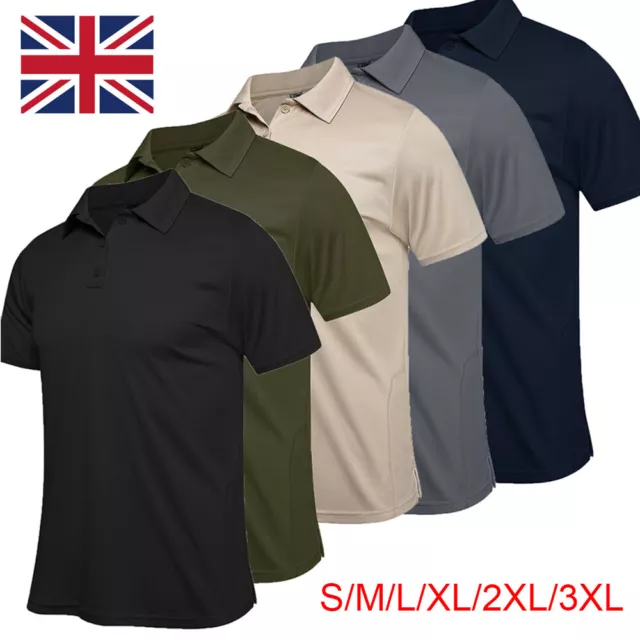 Mens Poloshirts Short Sleeve Plain Cotton Golf Pique Casual Tee T-shirt Top UK