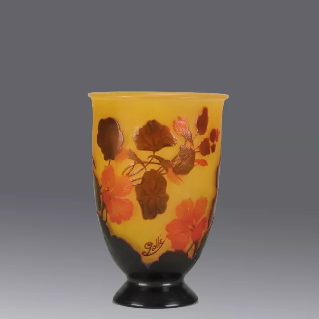 Early 20th Century Cameo Glass Vase entitled "Nasturtium Vase" by Emile Gallé