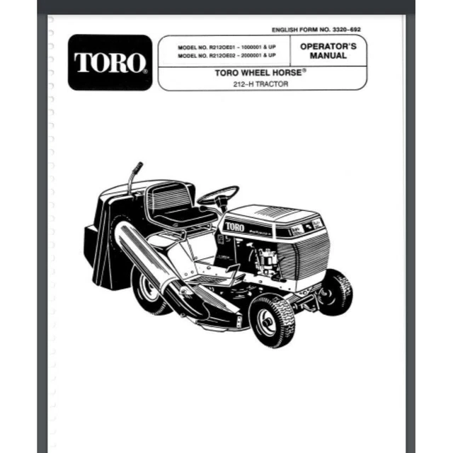 TORO WHEEL HORSE 212H Lawn Tractor Owner Manual 28 Pages 12.95 PicClick