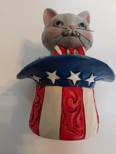 Jim Shore Patriotic Mini Figurine Cat Kitty in Uncle Sam Hat New 3in. July 4th