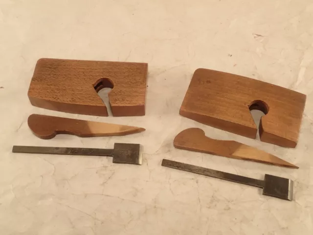 NICE ! Matched Pair of Coachmaker Compassed Rabbet Molding Planes 7/8" Cut 10