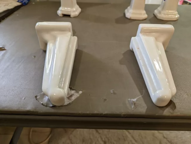 Vintage Porcelain Bathroom Shelf Mounts Holders