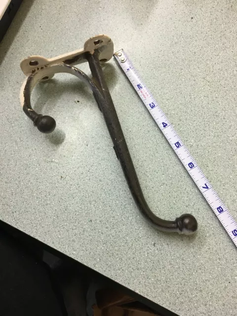 Cast Iron School Room 8" Coat Hat Double Hook Hall Tree Industrial Restoration