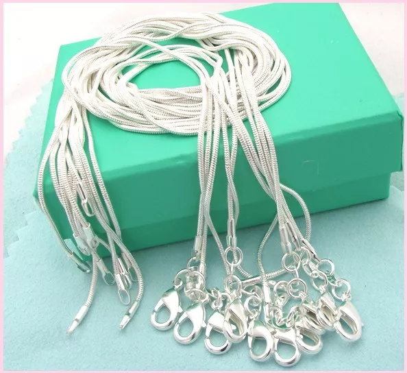 Wholesale 10PC Sterling Solid Silver 1MM Snake Chain Necklace For Gift Pendants