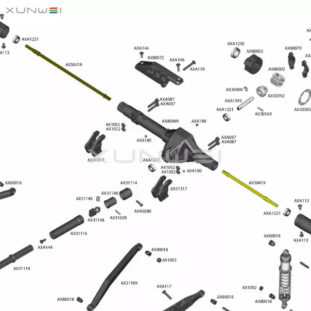 #AX30419 #AX30368 Steel F&R Dogbone Axle Set For RC 1/10 AXIAL RR10 SMT10 WRAITH 3