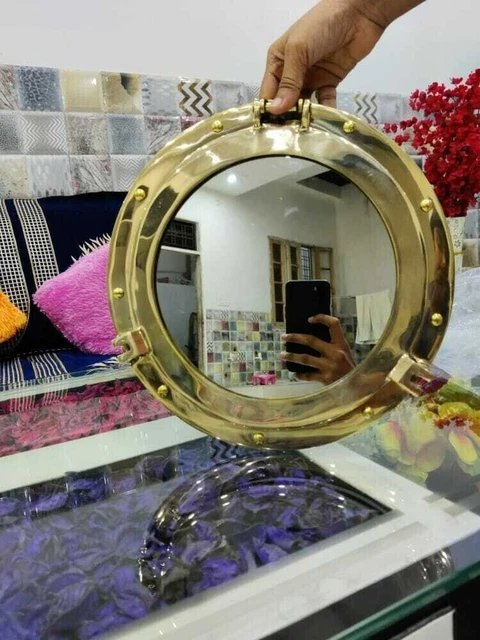Náutico Marítimo Pared Decorativo Navío Cabina Ventana Latón Portilla Espejo