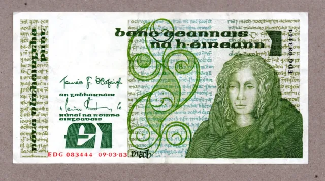 *EDG 08444 Dated 09- 03- 1983* )Ireland Republic £1 Pounds / Punt Vintage Note