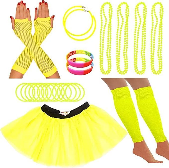 Jambières Fluo Déguisement Années 80-90 - Lot De 2 Paires (rose Et Noir) - Accessoire Carnaval, Festival, Fête à Thème