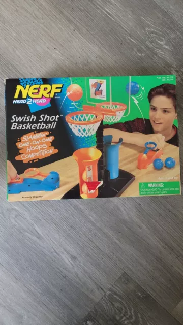 Vintage 1996 NERF Swish Shot Toy Basketball Game Head 2 head rare 90s - 19v