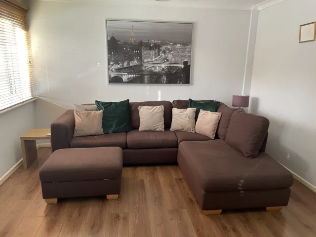 John Lewis corner sofa with matching storage foot stool (used)