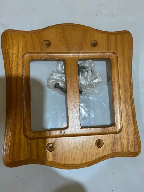 Stained Light Oak Switch Plate Combo Double Rocker GFI Duplex Wood light cover