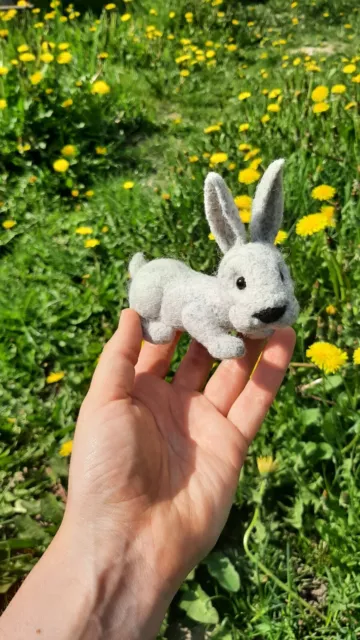 Bunny Easter HandMade Gift White Rabbit Gifts Needle Felting