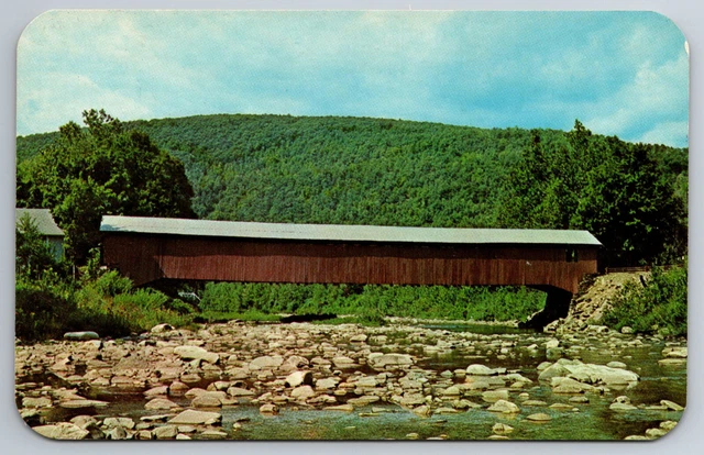 Vintage Postcard Covered Bridge Forksville PA Endless Mountains -4235