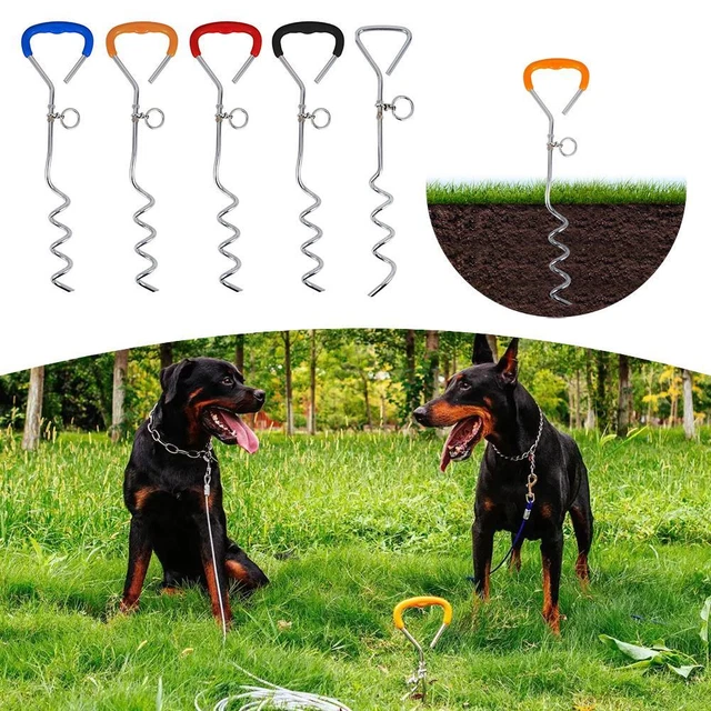 Heavy Duty Dog Stake Ground Spike Tie Out Tether Screw Pet; Camping Pole U8L7