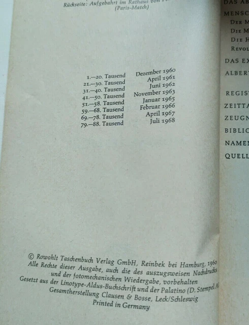 ALBERT CAMUS Morvan Lebesque / rororo rowohlt Bildmonographien EUR 3