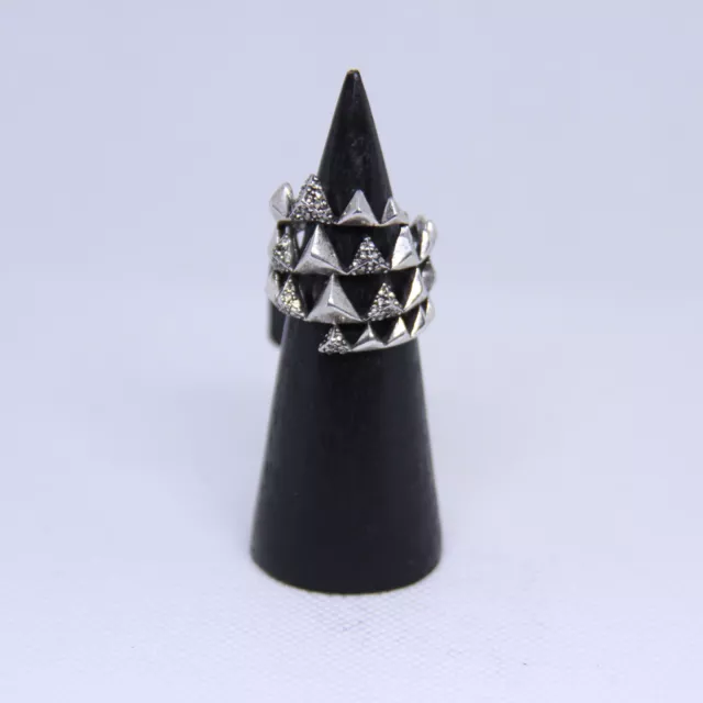 House of Harlow 1960 Stacked Look Silver and Crystal Ring - Size 8 (B-7)