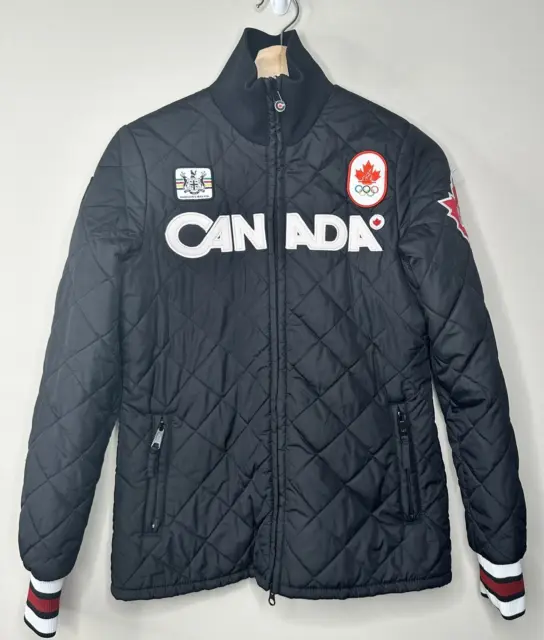 HBC Hudsons Bay Jacket Womens Size XS 2010 Canada Olympic Black Quilted Coat