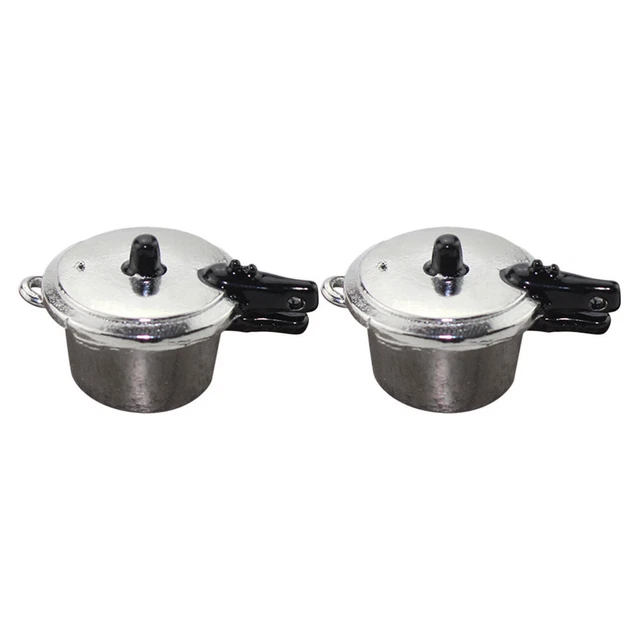 2 PCS Zinc Alloy Pressure Cooker Model Child Kitchen Pretend Play Toys