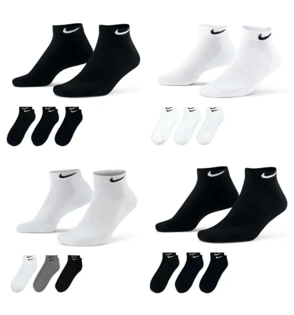 Nike Everyday Cushioned Low 3 Pairs Socks Men Women Cotton Casual Sports Socks