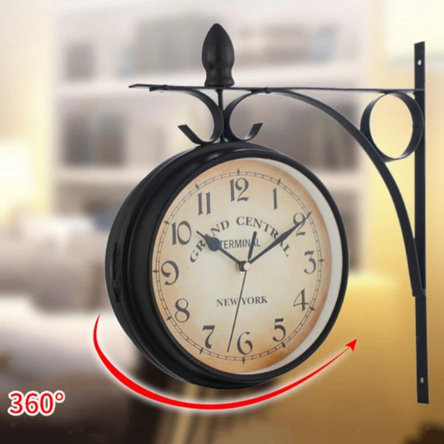 Horloge murale double face Dulton 170D2 brique simple style rétro moderne déc