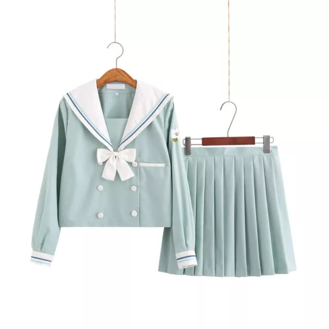 New JK Japanese Sailor School Uniform Wear Women Girl Pleated Skirt Costume Set