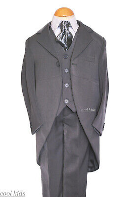 Boys Grey 5 piece Tailcoat Morning Suit ,Grey Tail Suits,Wedding,Pageboy,Formal