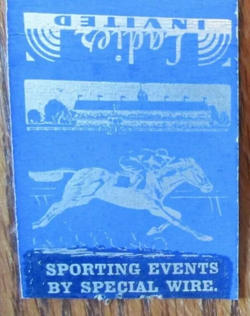 Horse Racing Sports Matchbook Matchcover: St. Moritz Club (Chicago Illinois) E13