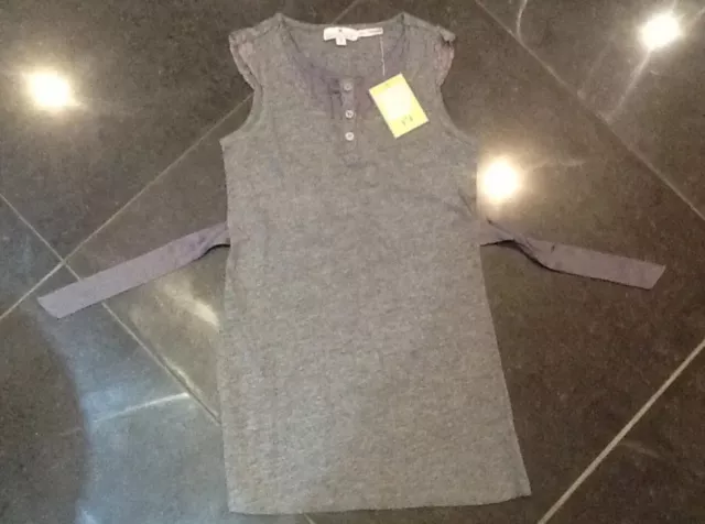 NWT Juicy Couture New & Gen. Girls Age 8 Grey Cotton Sleeveless Top With Lace