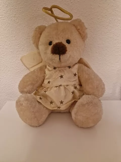 Heunec Teddybär Schutzengel Fee Engel Flügel Stern Satin Creme Stofftier 25cm #5