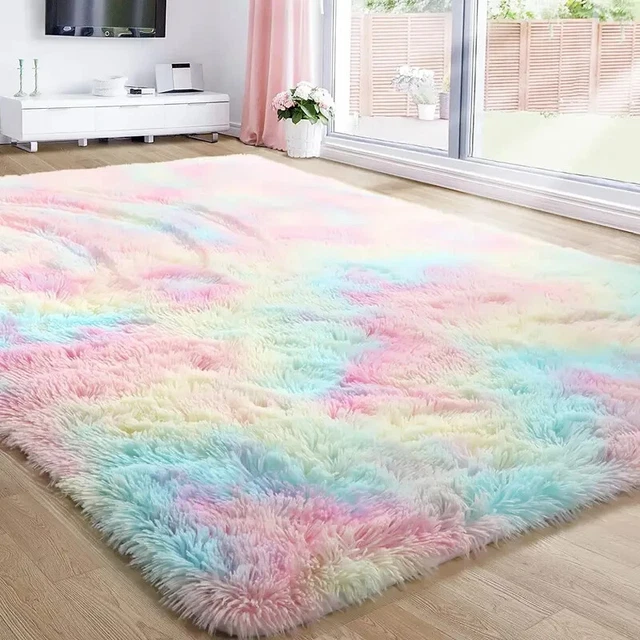 Furry Floor Mat, Modern Bedroom Area Rug Non-Slip Large Fluffy Shaggy Indoor Car