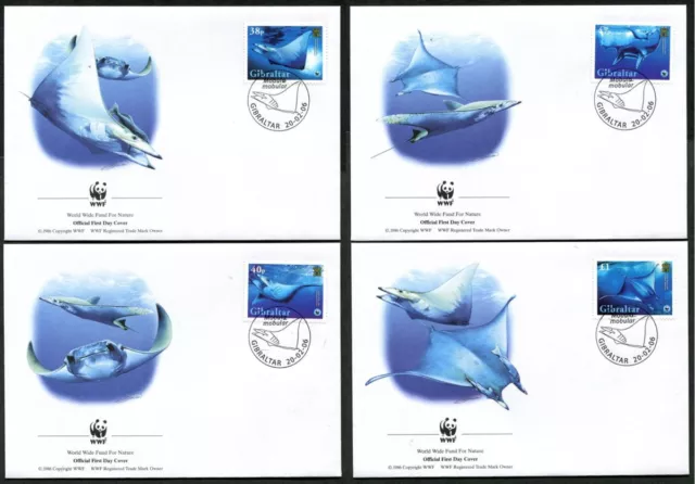 GIBRALTAR - 2006 WWF 'GIANT DEVIL RAY' Set of 4 First Day Covers [C4612]