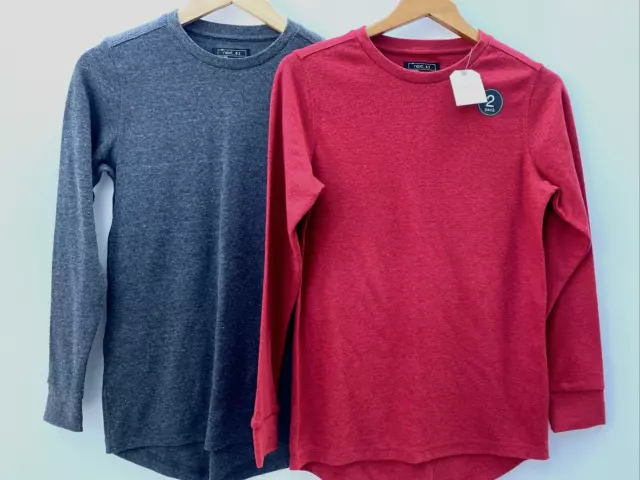 Boys Next top 11 anni confezione da due maniche lunghe con etichette rosso grigio maglia fine